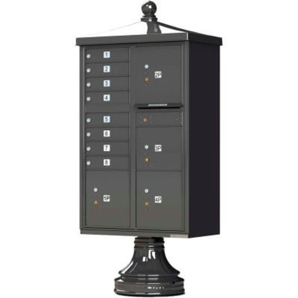 Florence Mfg Co Vital Cluster Box Unit w/Vogue Traditional Accessories, 8 Mailboxes & 4 Parcel Lockers, Dark Bronze 1570-8T6V2DBAF